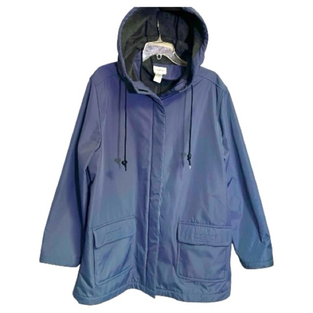 Nordstrom Blue Jacket Trench Coat Fully Warm Lining Large Flap Front Pockets XL